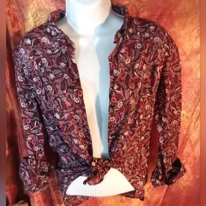 Banana Republic Purple And Burgundy Floral Button-Down Blouse